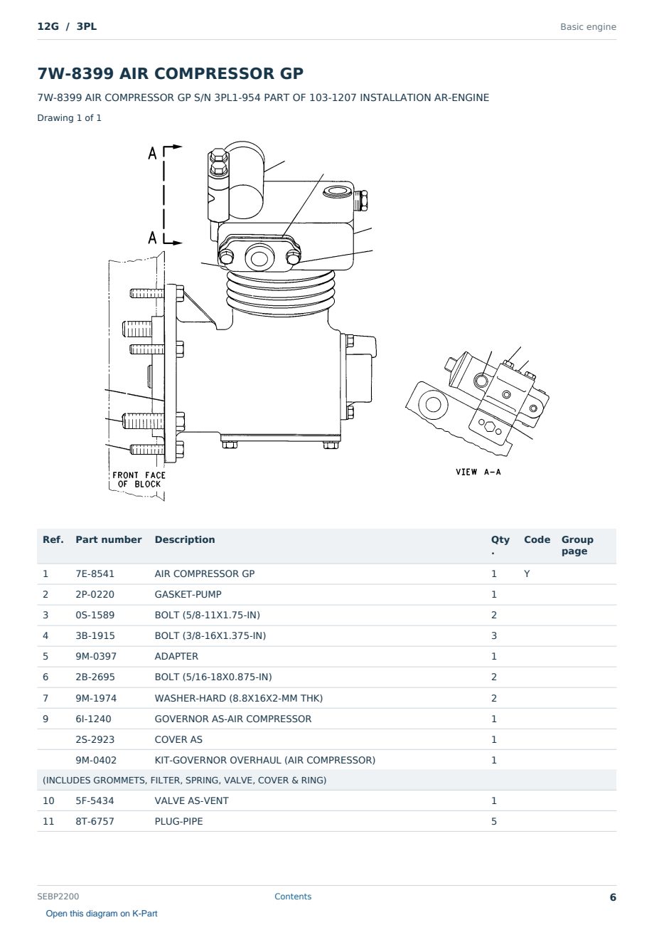 Caterpillar 12G S/N 3PL Partsbook SEBP2200 (English) - sample page 6 of 10 Caterpillar 12G S/N 3PL Partsbook SEBP2200 (English) - sample page 6 of 10