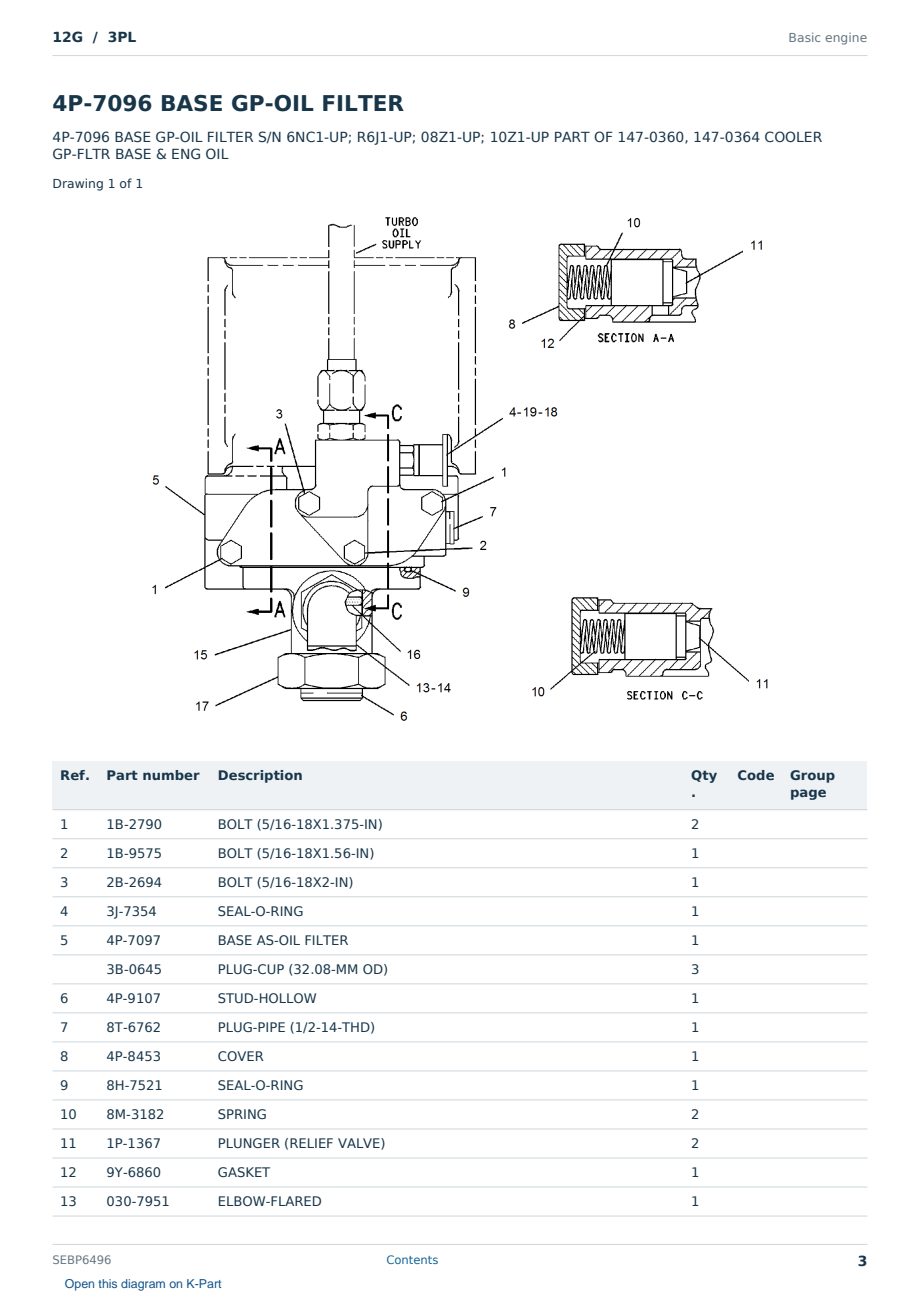Caterpillar 12G S/N 3PL Partsbook SEBP6496 (English) - sample page 3 of 10 Caterpillar 12G S/N 3PL Partsbook SEBP6496 (English) - sample page 3 of 10