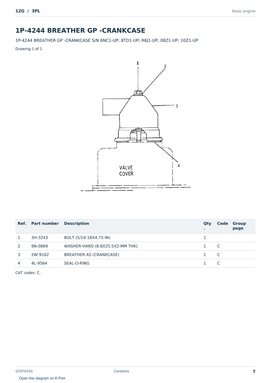 Caterpillar 12G S/N 3PL Partsbook SEBP6496 (English) - sample page 7 of 10 Caterpillar 12G S/N 3PL Partsbook SEBP6496 (English) - sample page 7 of 10