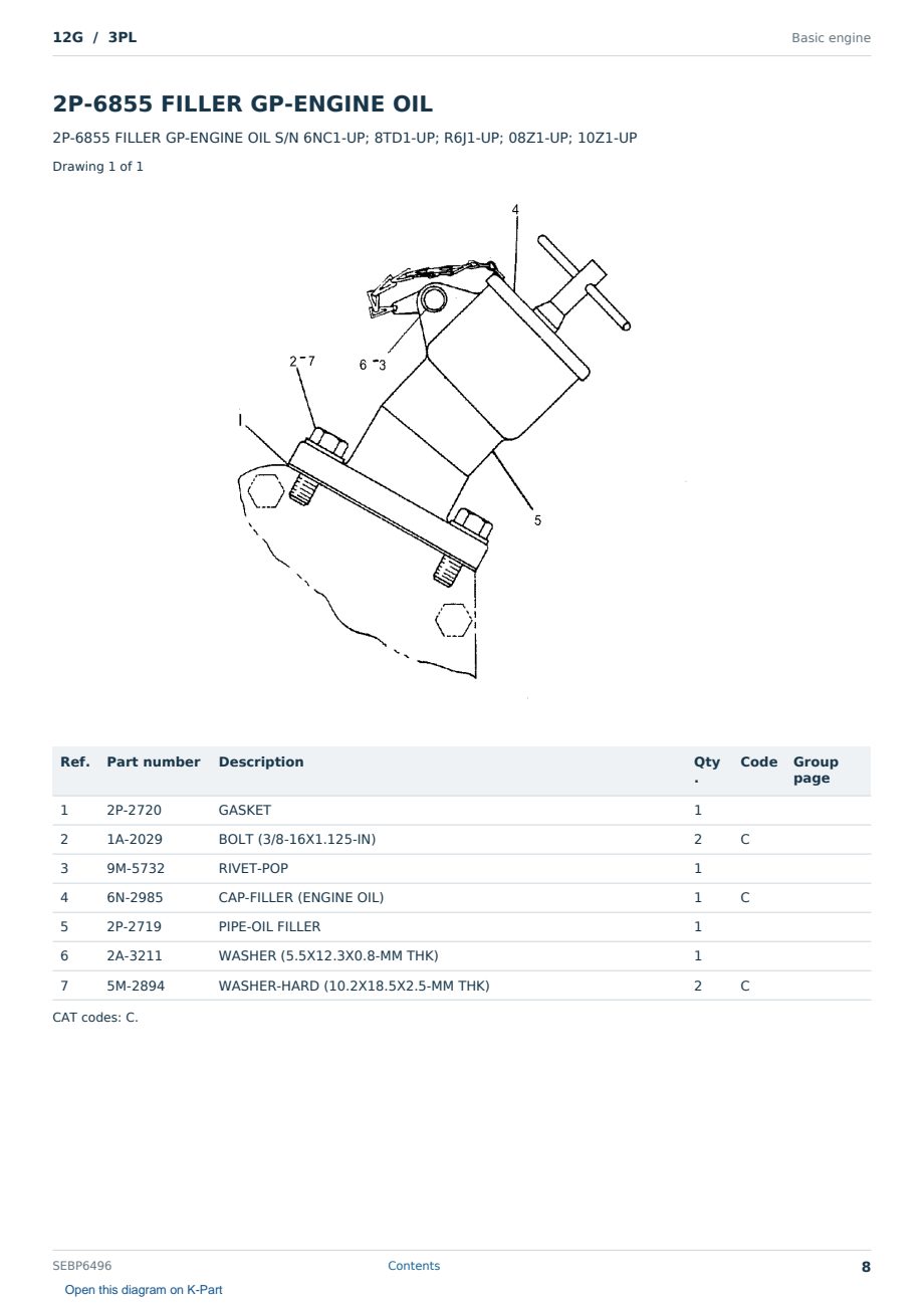 Caterpillar 12G S/N 3PL Partsbook SEBP6496 (English) - sample page 8 of 10 Caterpillar 12G S/N 3PL Partsbook SEBP6496 (English) - sample page 8 of 10