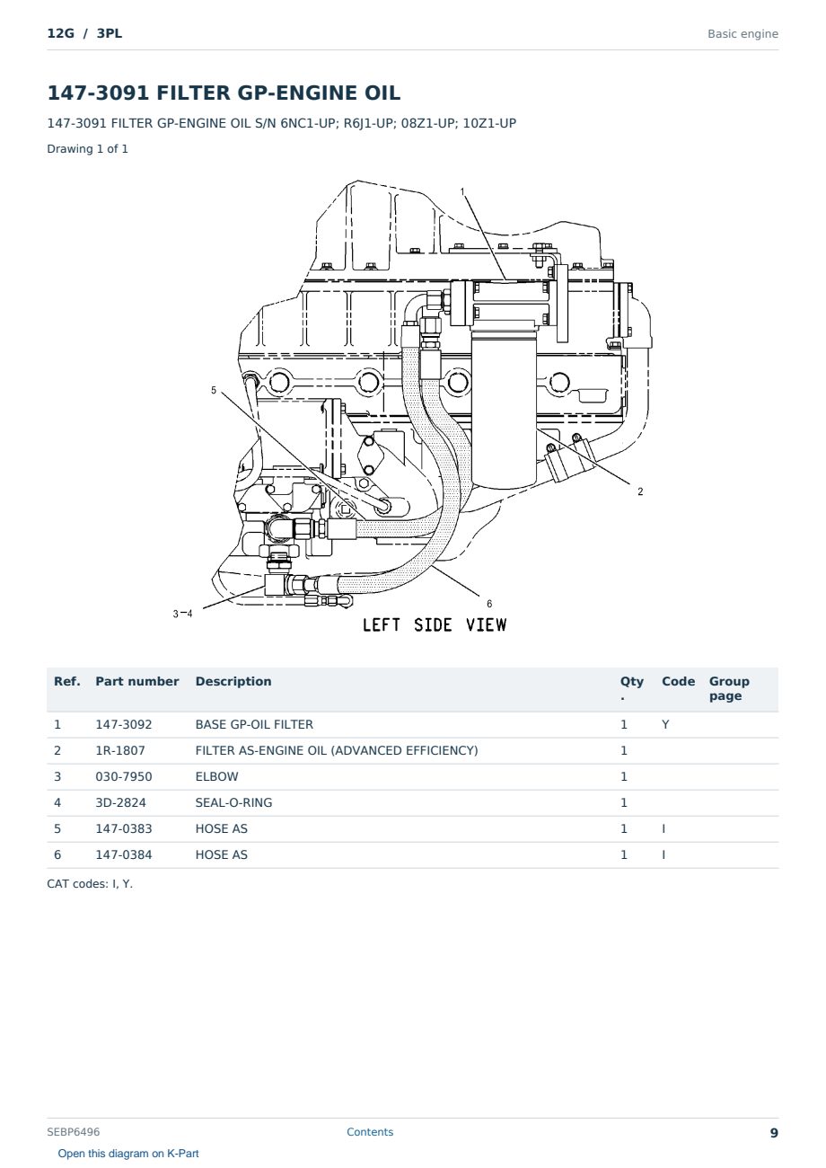 Caterpillar 12G S/N 3PL Partsbook SEBP6496 (English) - sample page 9 of 10 Caterpillar 12G S/N 3PL Partsbook SEBP6496 (English) - sample page 9 of 10