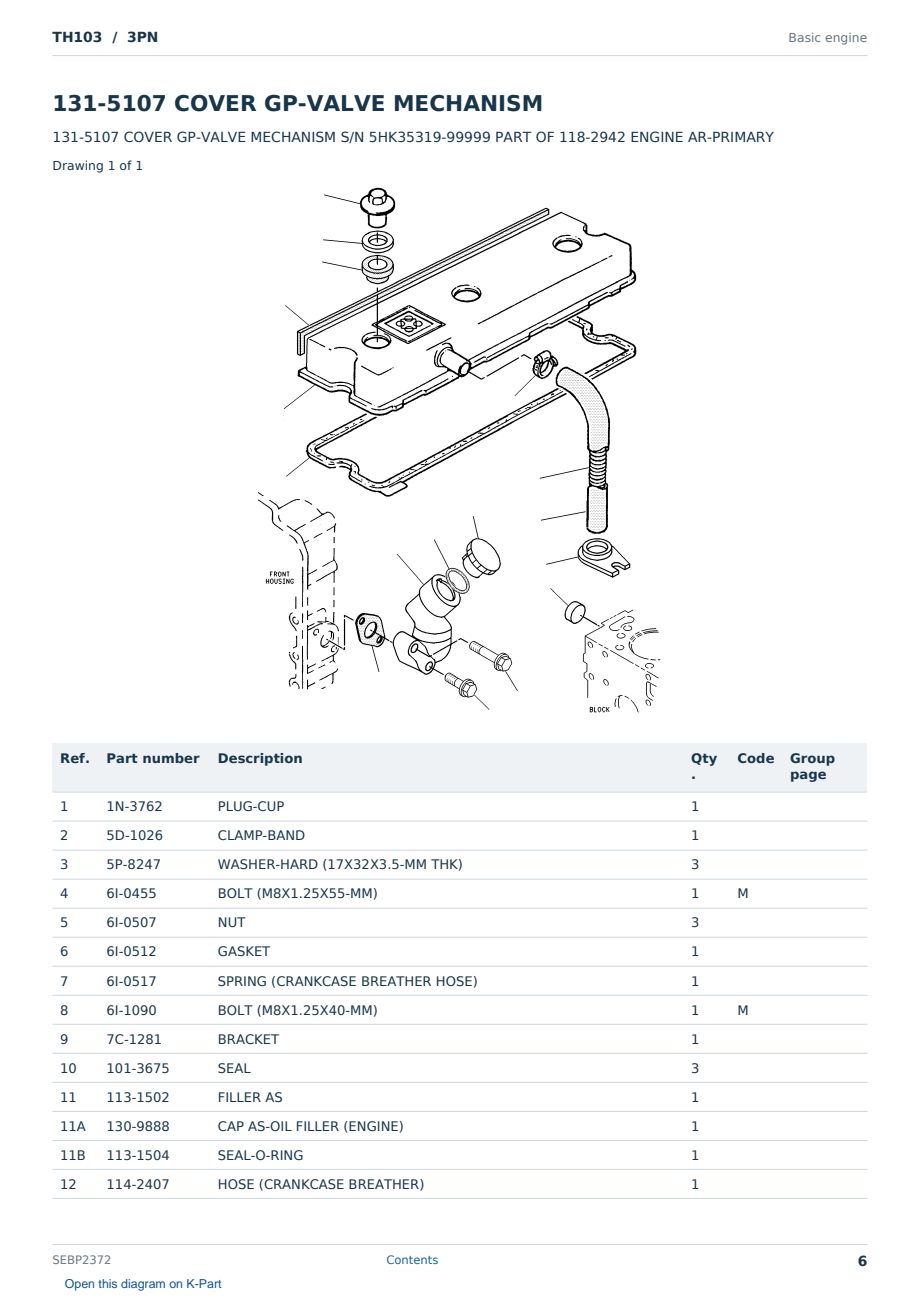 Caterpillar TH103 S/N 3PN Partsbook SEBP2372 (English) - sample page 6 of 10 Caterpillar TH103 S/N 3PN Partsbook SEBP2372 (English) - sample page 6 of 10