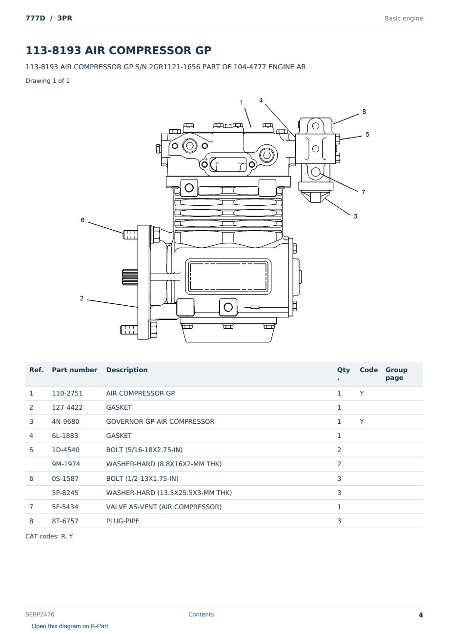 Caterpillar 777D S/N 3PR Partsbook SEBP2476 (English) - sample page 4 of 10 Caterpillar 777D S/N 3PR Partsbook SEBP2476 (English) - sample page 4 of 10
