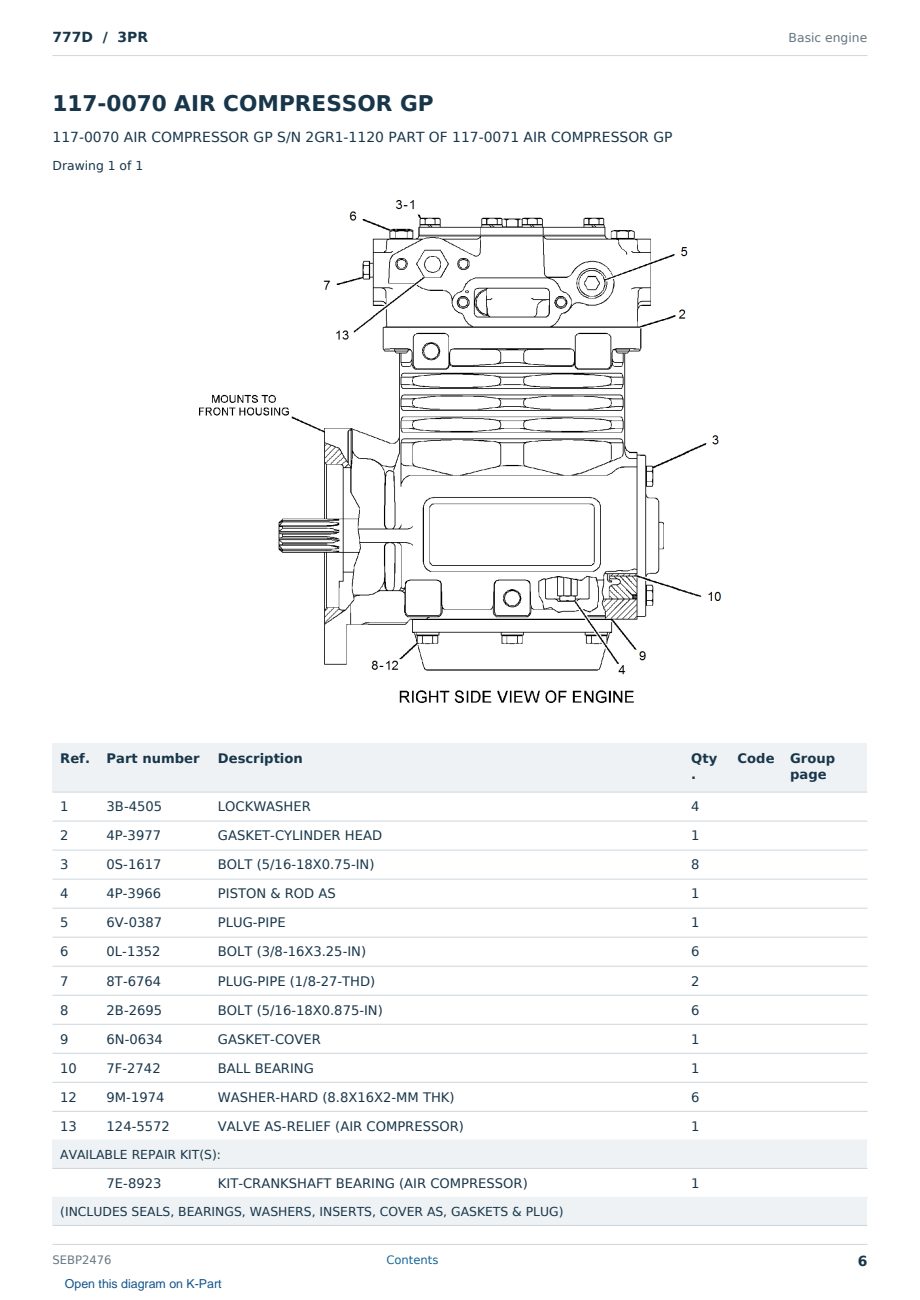 Caterpillar 777D S/N 3PR Partsbook SEBP2476 (English) - sample page 6 of 10 Caterpillar 777D S/N 3PR Partsbook SEBP2476 (English) - sample page 6 of 10