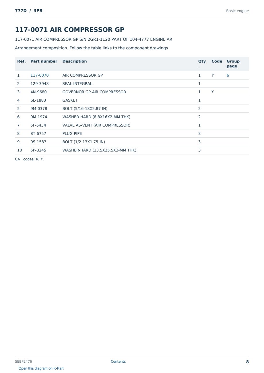 Caterpillar 777D S/N 3PR Partsbook SEBP2476 (English) - sample page 8 of 10 Caterpillar 777D S/N 3PR Partsbook SEBP2476 (English) - sample page 8 of 10