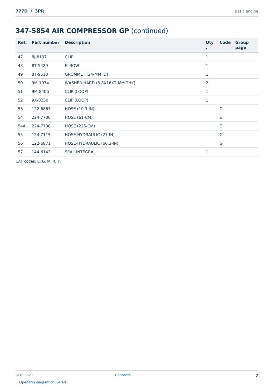 Caterpillar 777D S/N 3PR Partsbook SEBP5521 (English) - sample page 7 of 10 Caterpillar 777D S/N 3PR Partsbook SEBP5521 (English) - sample page 7 of 10