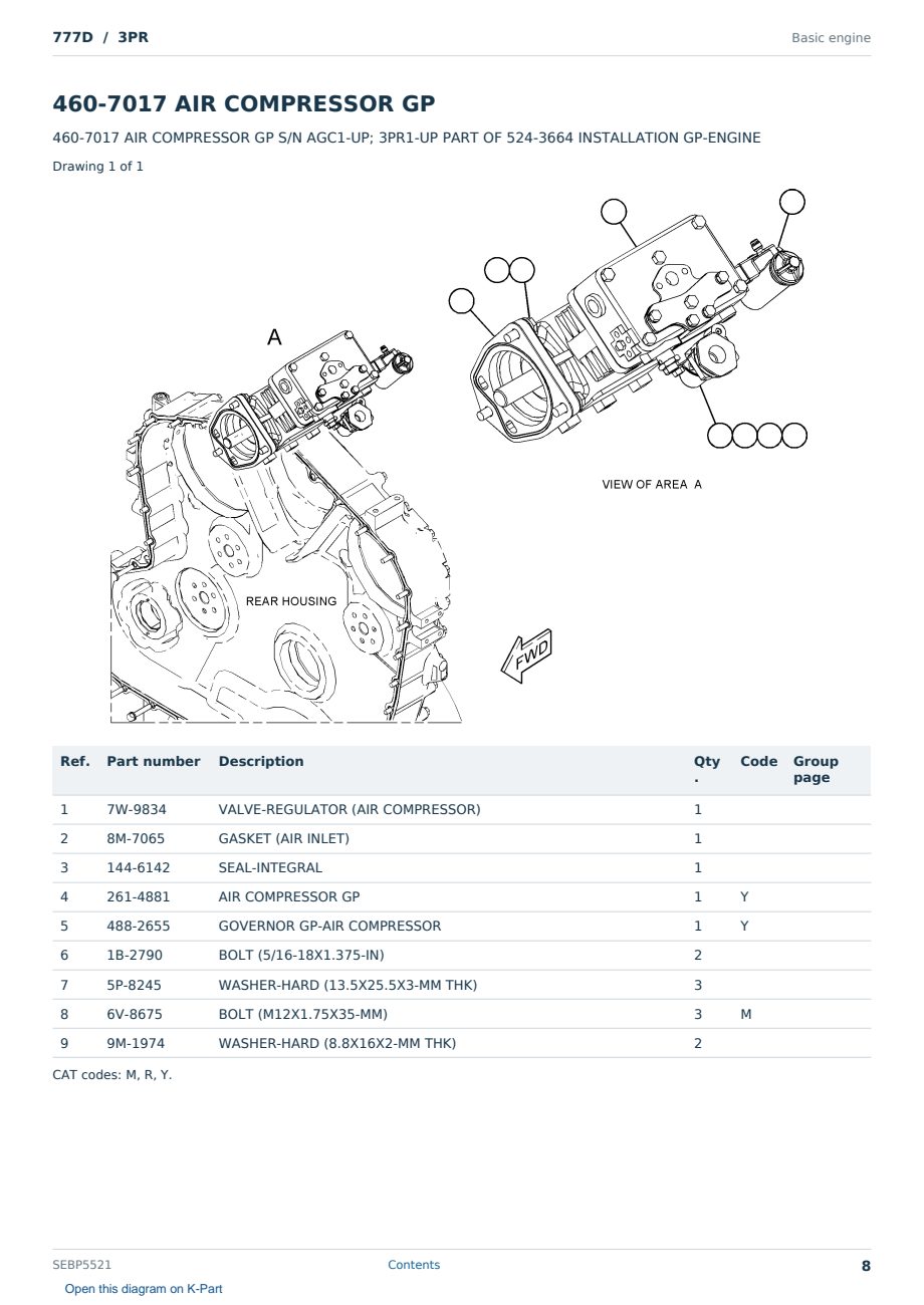 Caterpillar 777D S/N 3PR Partsbook SEBP5521 (English) - sample page 8 of 10 Caterpillar 777D S/N 3PR Partsbook SEBP5521 (English) - sample page 8 of 10