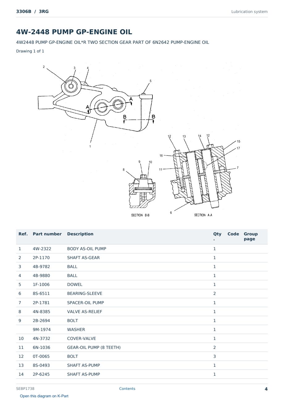 Caterpillar 3306B S/N 3RG Partsbook SEBP1738 (English) - sample page 4 of 10 Caterpillar 3306B S/N 3RG Partsbook SEBP1738 (English) - sample page 4 of 10