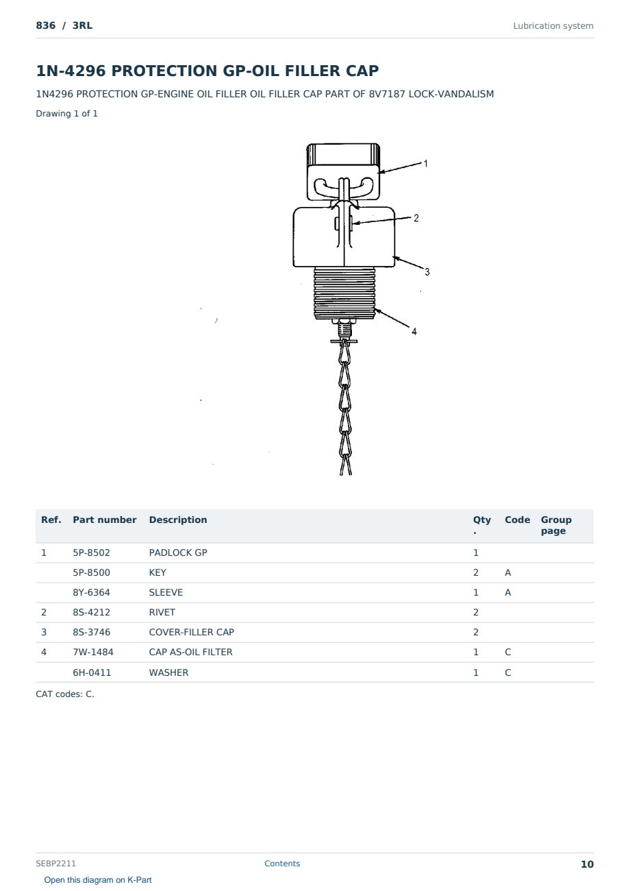 Caterpillar 836 S/N 3RL Partsbook SEBP2211 (English) - sample page 10 of 10 Caterpillar 836 S/N 3RL Partsbook SEBP2211 (English) - sample page 10 of 10