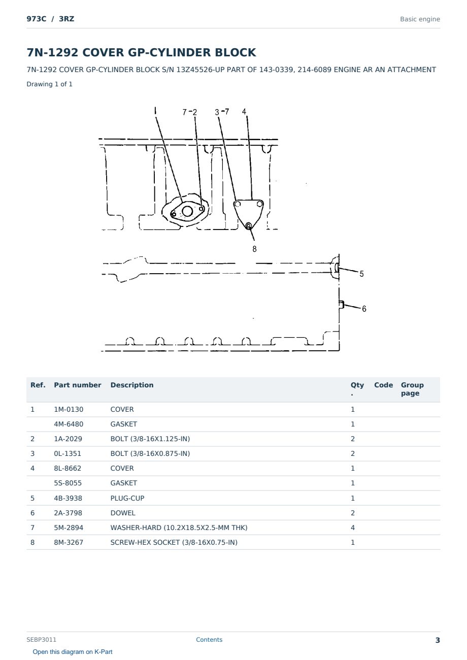 Caterpillar 973C S/N 3RZ Partsbook SEBP3011 (English) - sample page 3 of 10 Caterpillar 973C S/N 3RZ Partsbook SEBP3011 (English) - sample page 3 of 10