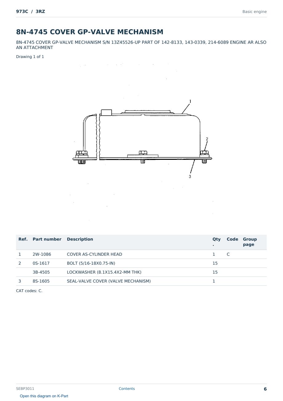 Caterpillar 973C S/N 3RZ Partsbook SEBP3011 (English) - sample page 6 of 10 Caterpillar 973C S/N 3RZ Partsbook SEBP3011 (English) - sample page 6 of 10
