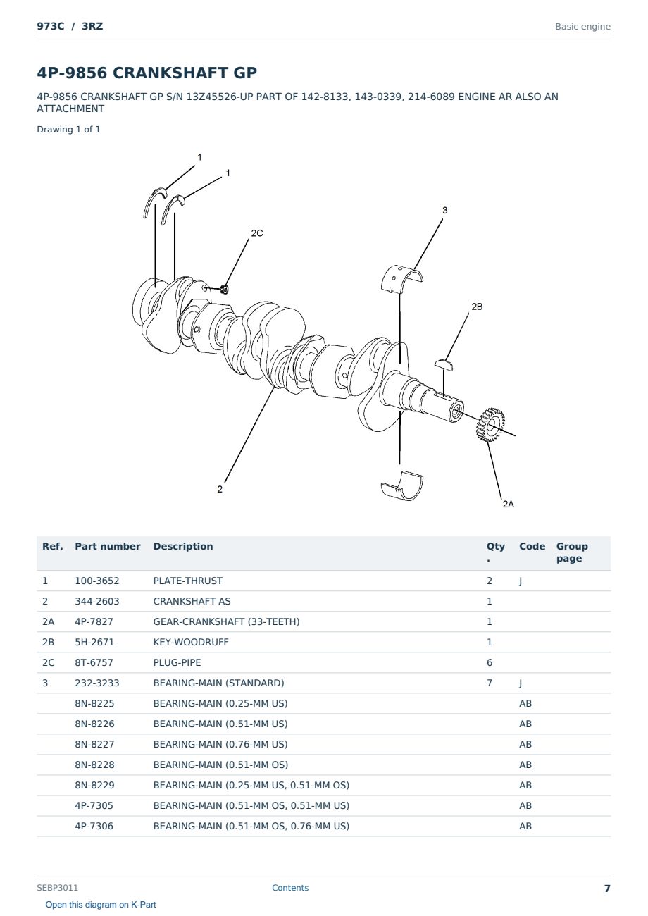 Caterpillar 973C S/N 3RZ Partsbook SEBP3011 (English) - sample page 7 of 10 Caterpillar 973C S/N 3RZ Partsbook SEBP3011 (English) - sample page 7 of 10