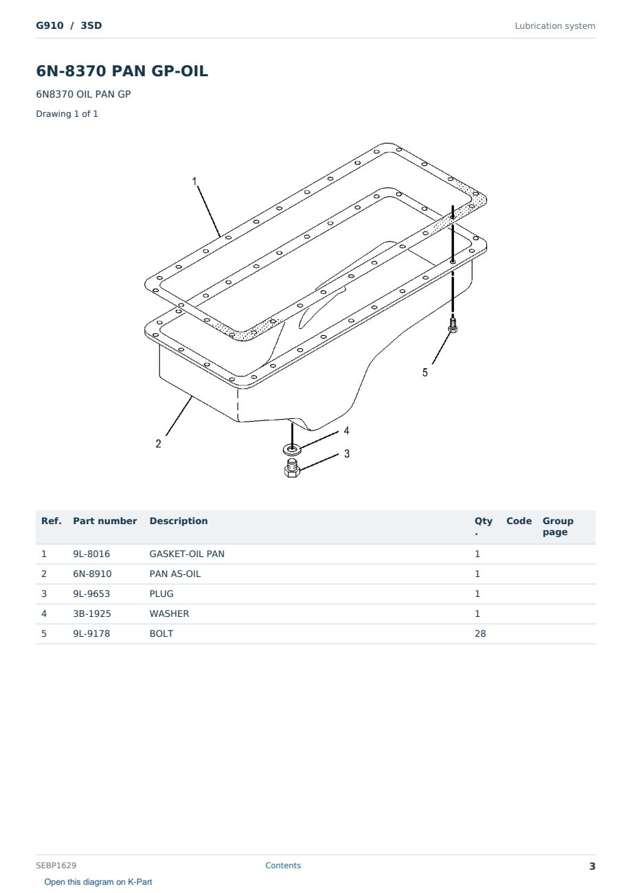 Caterpillar G910 S/N 3SD Partsbook SEBP1629 (English) - sample page 3 of 10 Caterpillar G910 S/N 3SD Partsbook SEBP1629 (English) - sample page 3 of 10