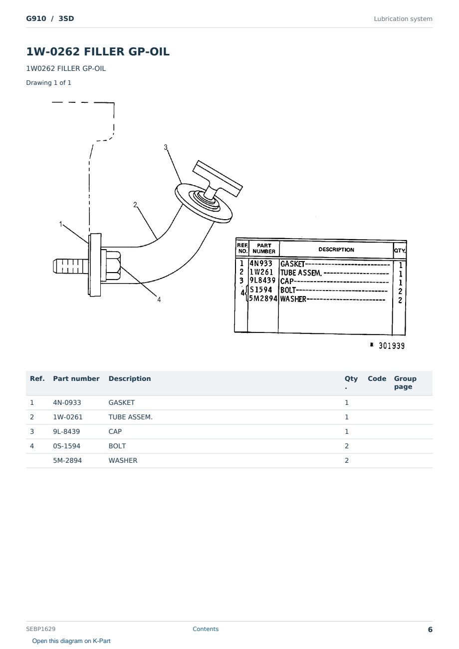 Caterpillar G910 S/N 3SD Partsbook SEBP1629 (English) - sample page 6 of 10 Caterpillar G910 S/N 3SD Partsbook SEBP1629 (English) - sample page 6 of 10