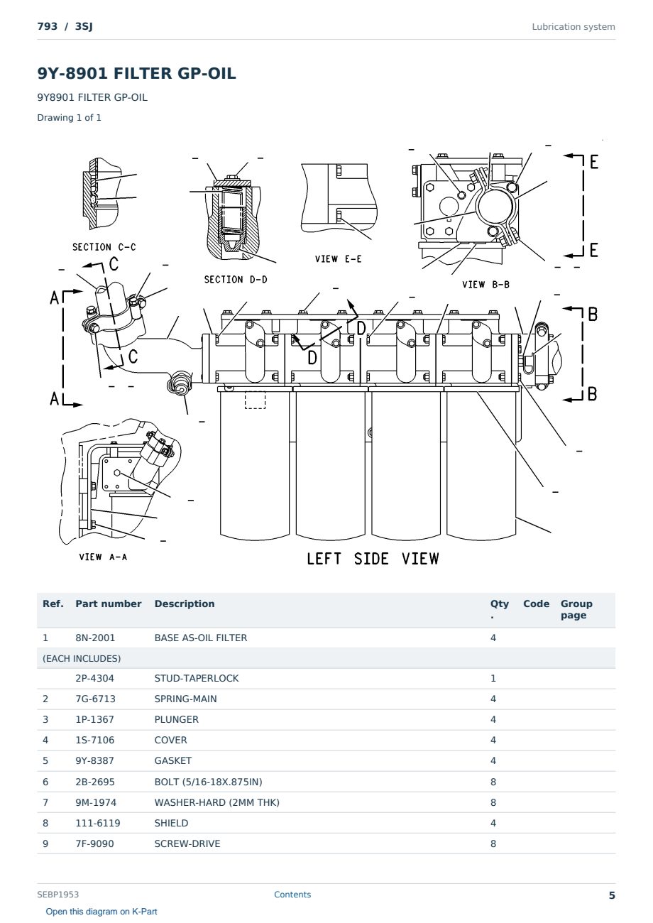Caterpillar 793 S/N 3SJ Partsbook SEBP1953 (English) - sample page 5 of 10 Caterpillar 793 S/N 3SJ Partsbook SEBP1953 (English) - sample page 5 of 10