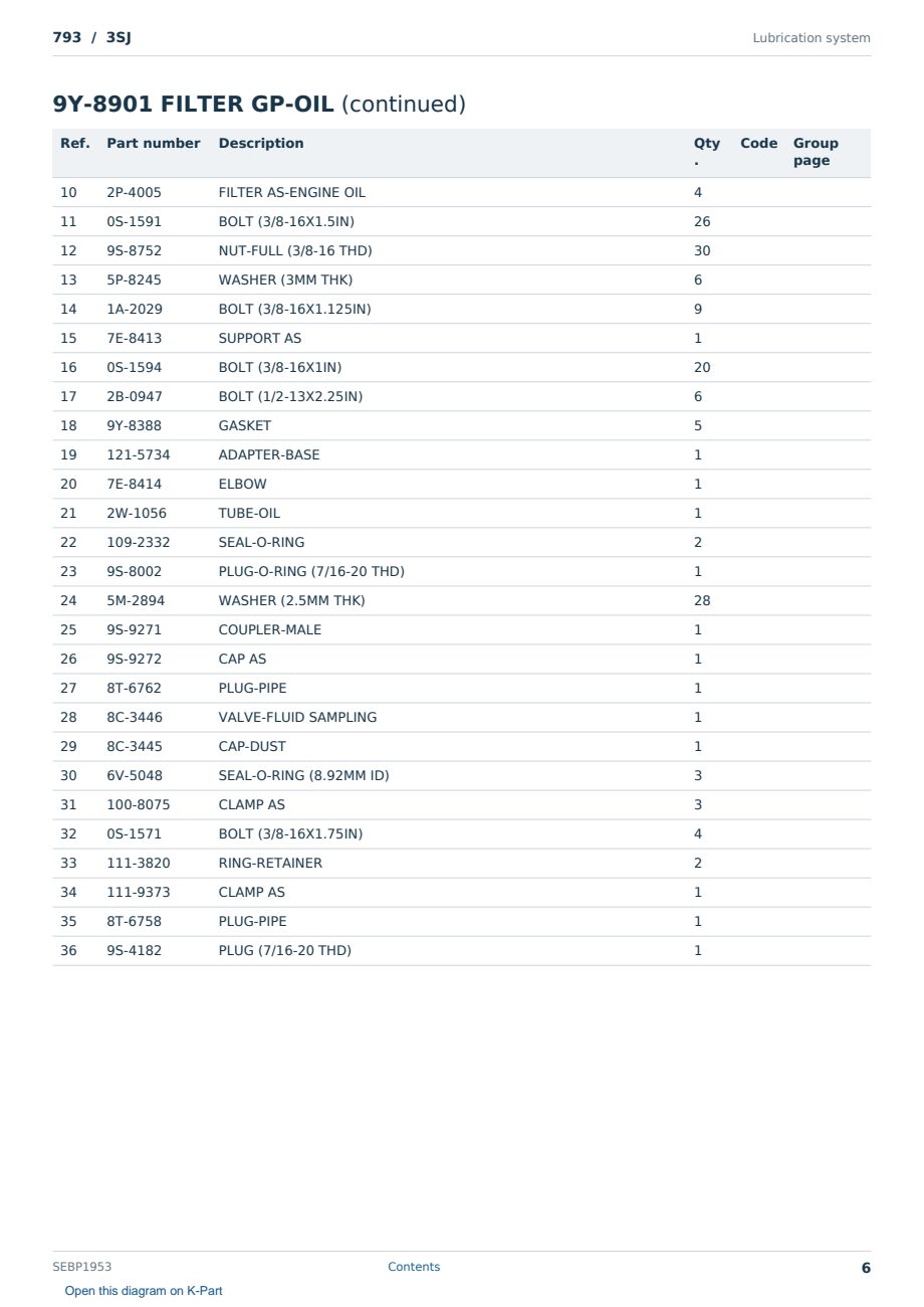 Caterpillar 793 S/N 3SJ Partsbook SEBP1953 (English) - sample page 6 of 10 Caterpillar 793 S/N 3SJ Partsbook SEBP1953 (English) - sample page 6 of 10