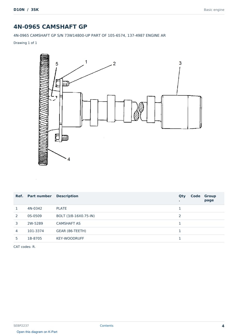 Caterpillar D10N S/N 3SK Partsbook SEBP2237 (English) - sample page 4 of 10 Caterpillar D10N S/N 3SK Partsbook SEBP2237 (English) - sample page 4 of 10