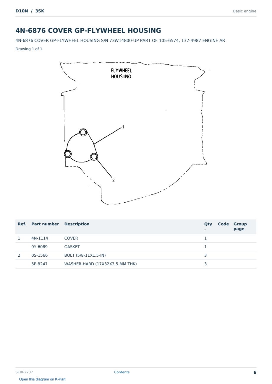 Caterpillar D10N S/N 3SK Partsbook SEBP2237 (English) - sample page 6 of 10 Caterpillar D10N S/N 3SK Partsbook SEBP2237 (English) - sample page 6 of 10