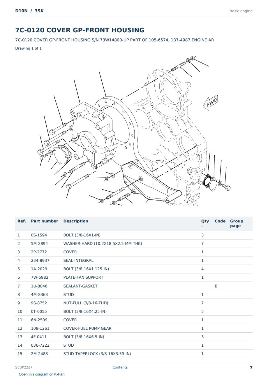 Caterpillar D10N S/N 3SK Partsbook SEBP2237 (English) - sample page 7 of 10 Caterpillar D10N S/N 3SK Partsbook SEBP2237 (English) - sample page 7 of 10