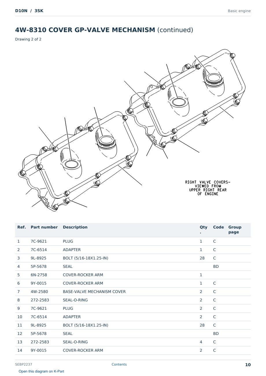 Caterpillar D10N S/N 3SK Partsbook SEBP2237 (English) - sample page 10 of 10 Caterpillar D10N S/N 3SK Partsbook SEBP2237 (English) - sample page 10 of 10