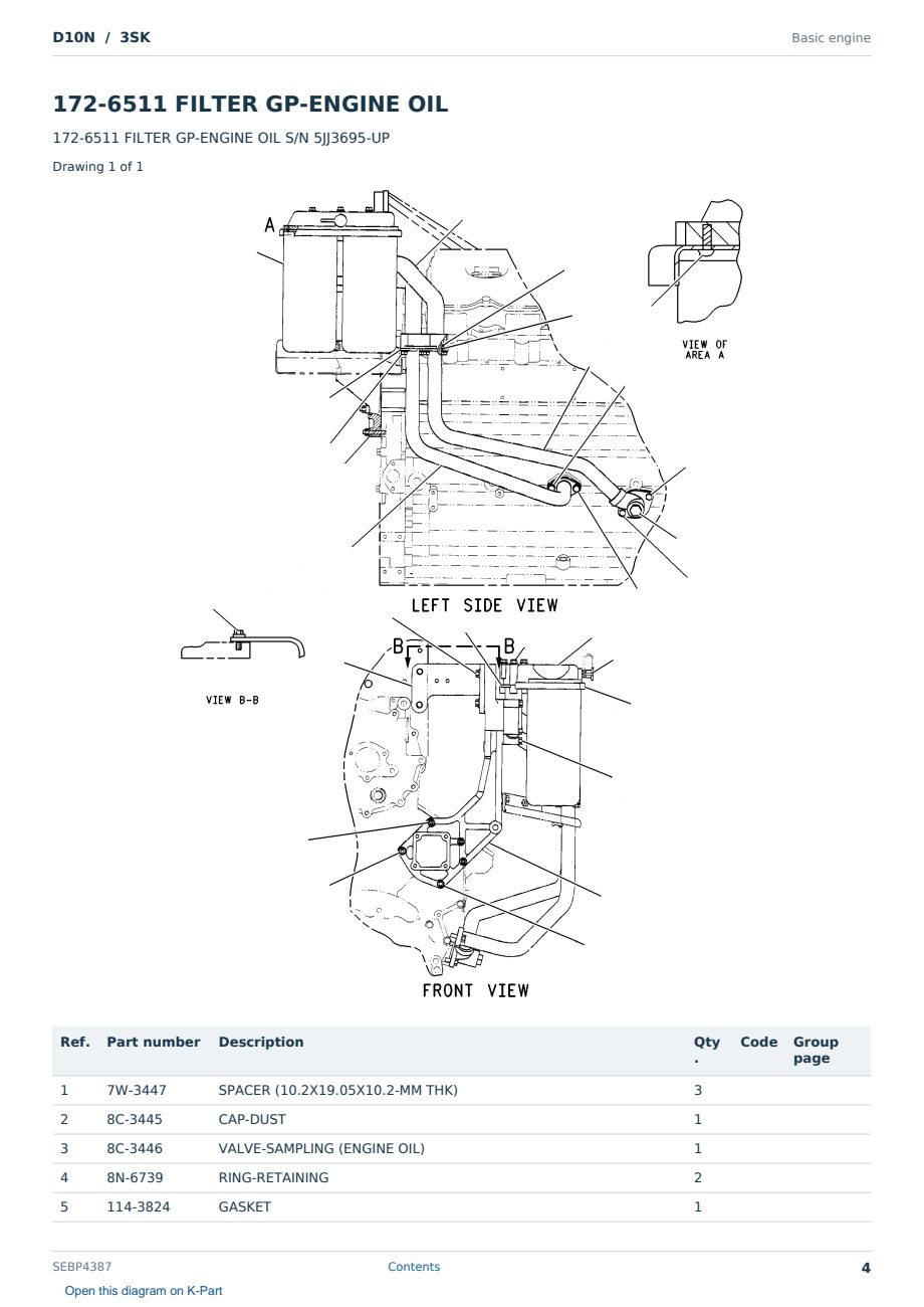 Caterpillar D10N S/N 3SK Partsbook SEBP4387 (English) - sample page 4 of 10 Caterpillar D10N S/N 3SK Partsbook SEBP4387 (English) - sample page 4 of 10