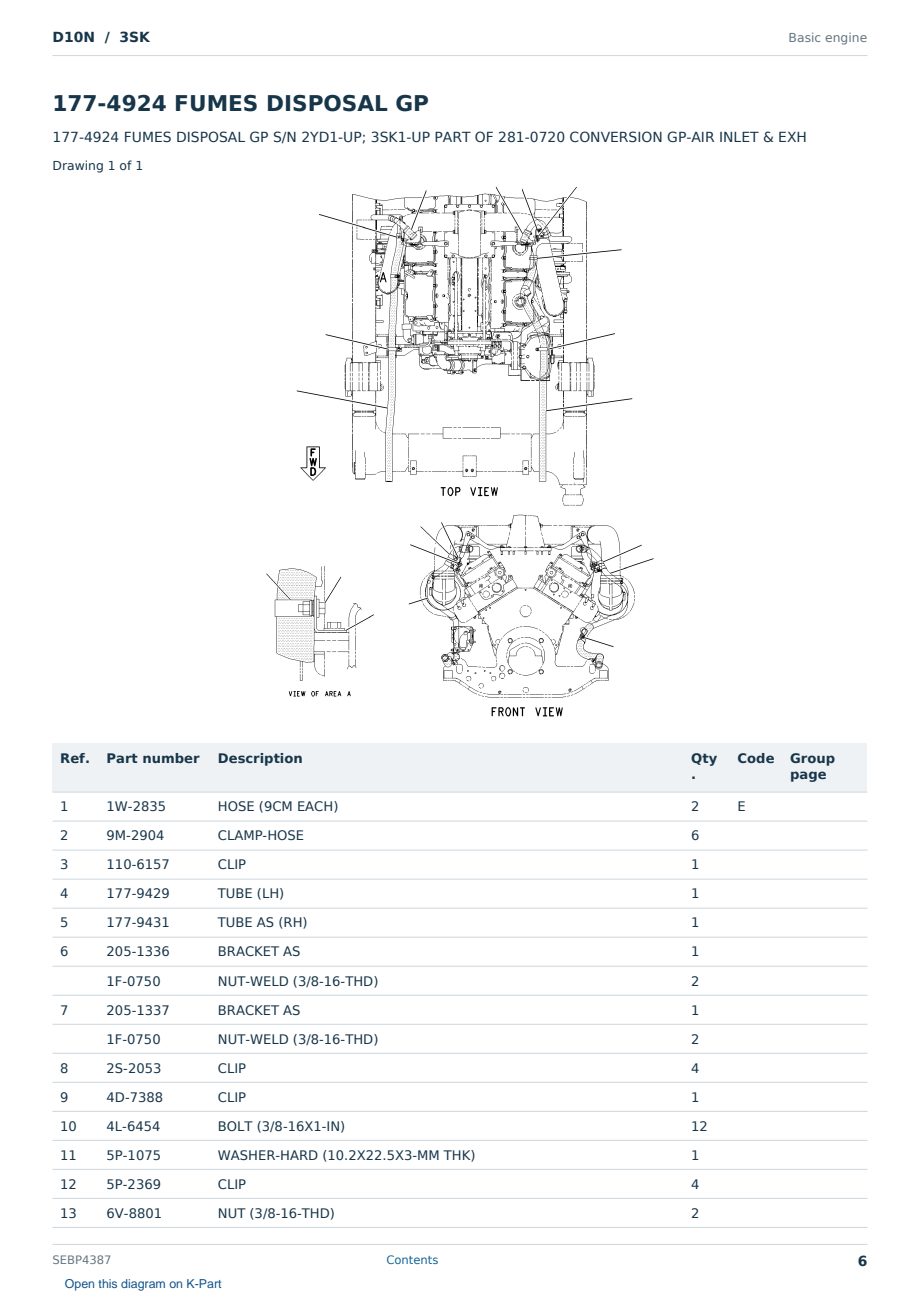 Caterpillar D10N S/N 3SK Partsbook SEBP4387 (English) - sample page 6 of 10 Caterpillar D10N S/N 3SK Partsbook SEBP4387 (English) - sample page 6 of 10
