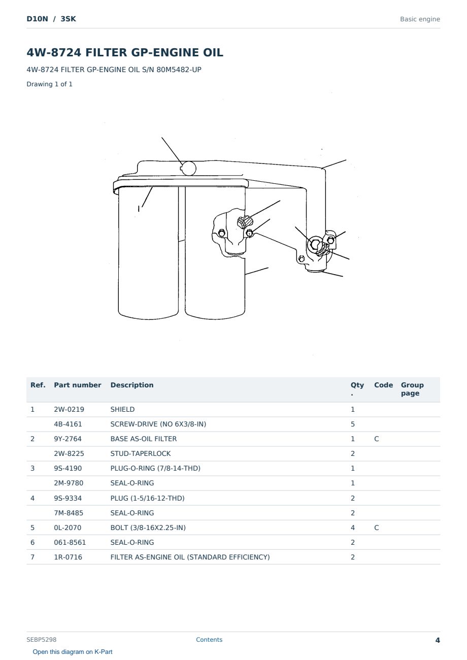 Caterpillar D10N S/N 3SK Partsbook SEBP5298 (English) - sample page 4 of 10 Caterpillar D10N S/N 3SK Partsbook SEBP5298 (English) - sample page 4 of 10