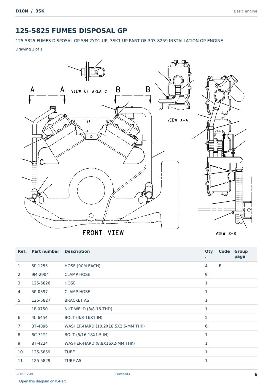 Caterpillar D10N S/N 3SK Partsbook SEBP5298 (English) - sample page 6 of 10 Caterpillar D10N S/N 3SK Partsbook SEBP5298 (English) - sample page 6 of 10