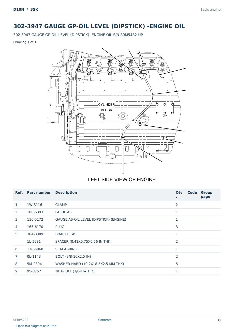 Caterpillar D10N S/N 3SK Partsbook SEBP5298 (English) - sample page 8 of 10 Caterpillar D10N S/N 3SK Partsbook SEBP5298 (English) - sample page 8 of 10