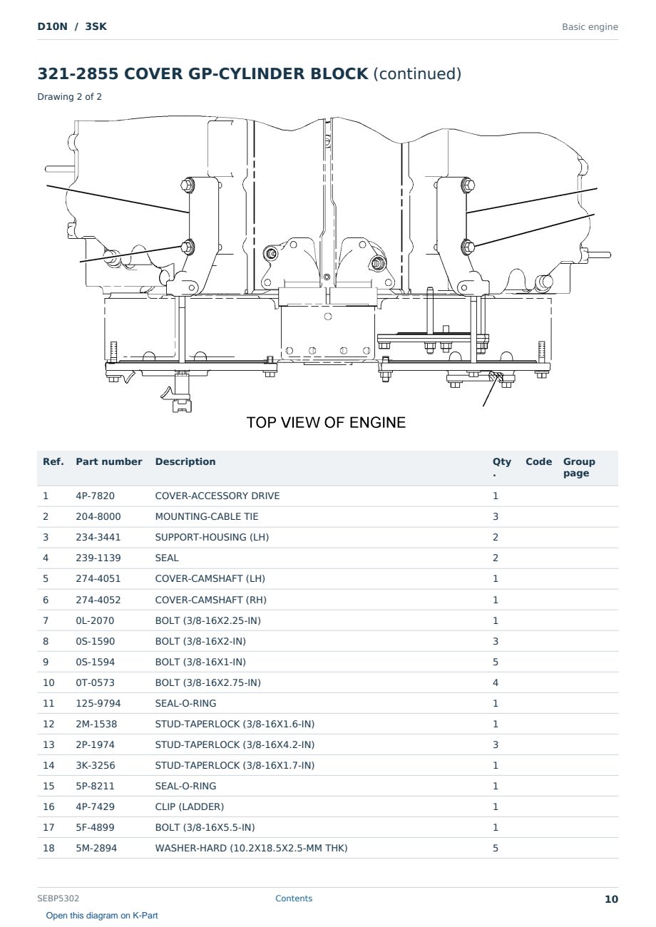 Caterpillar D10N S/N 3SK Partsbook SEBP5302 (English) - sample page 10 of 10 Caterpillar D10N S/N 3SK Partsbook SEBP5302 (English) - sample page 10 of 10