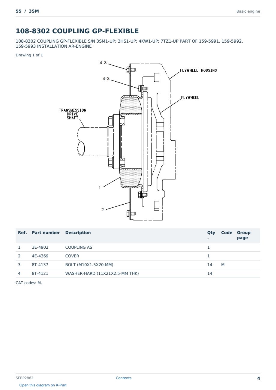 Caterpillar 55 S/N 3SM Partsbook SEBP2862 (English) - sample page 4 of 10 Caterpillar 55 S/N 3SM Partsbook SEBP2862 (English) - sample page 4 of 10