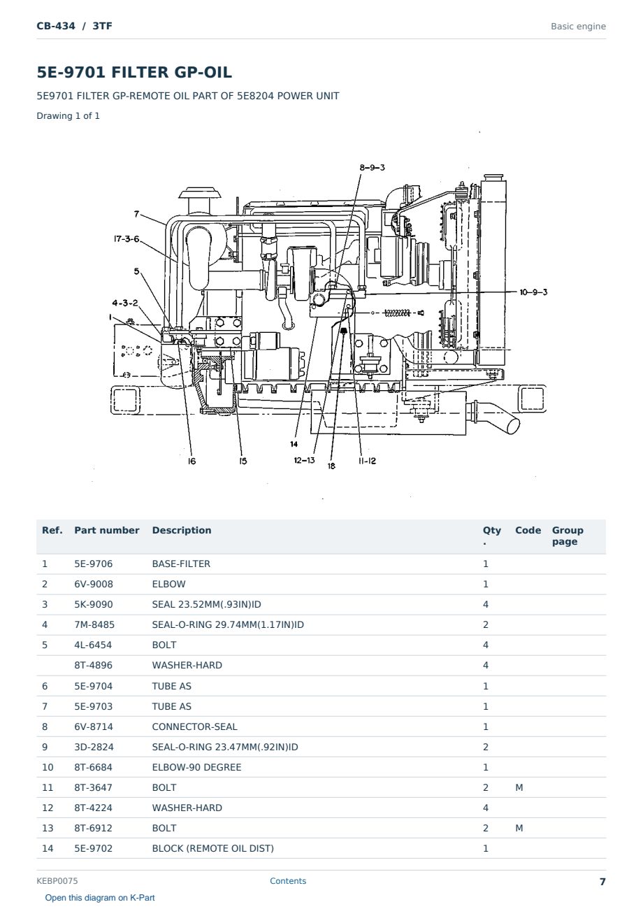 Caterpillar CB-434 S/N 3TF Partsbook KEBP0075 (English) - sample page 7 of 10 Caterpillar CB-434 S/N 3TF Partsbook KEBP0075 (English) - sample page 7 of 10