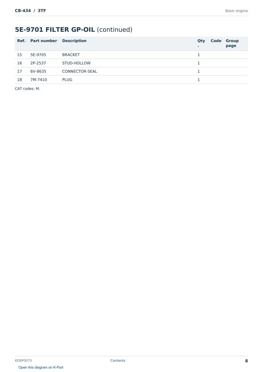 Caterpillar CB-434 S/N 3TF Partsbook KEBP0075 (English) - sample page 8 of 10 Caterpillar CB-434 S/N 3TF Partsbook KEBP0075 (English) - sample page 8 of 10