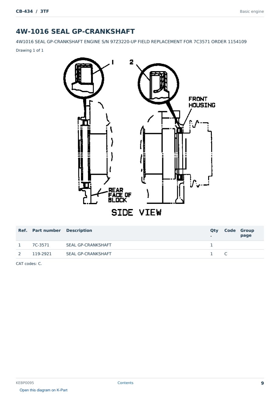 Caterpillar CB-434 S/N 3TF Partsbook KEBP0095 (English) - sample page 9 of 10 Caterpillar CB-434 S/N 3TF Partsbook KEBP0095 (English) - sample page 9 of 10