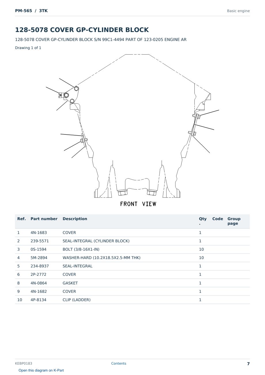 Caterpillar PM-565 S/N 3TK Partsbook KEBP0183 (English) - sample page 7 of 10 Caterpillar PM-565 S/N 3TK Partsbook KEBP0183 (English) - sample page 7 of 10