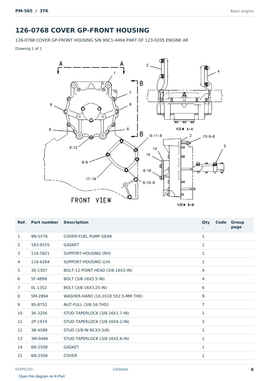 Caterpillar PM-565 S/N 3TK Partsbook KEBP0183 (English) - sample page 9 of 10 Caterpillar PM-565 S/N 3TK Partsbook KEBP0183 (English) - sample page 9 of 10
