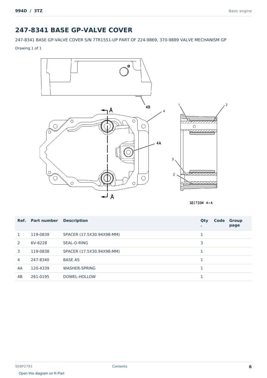 Caterpillar 994D S/N 3TZ Partsbook SEBP2793 (English) - sample page 6 of 10 Caterpillar 994D S/N 3TZ Partsbook SEBP2793 (English) - sample page 6 of 10