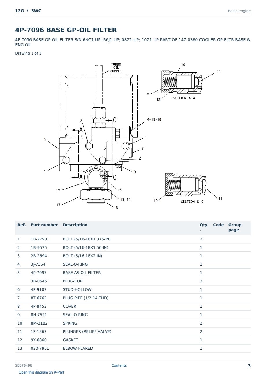 Caterpillar 12G S/N 3WC Partsbook SEBP6498 (English) - sample page 3 of 10 Caterpillar 12G S/N 3WC Partsbook SEBP6498 (English) - sample page 3 of 10