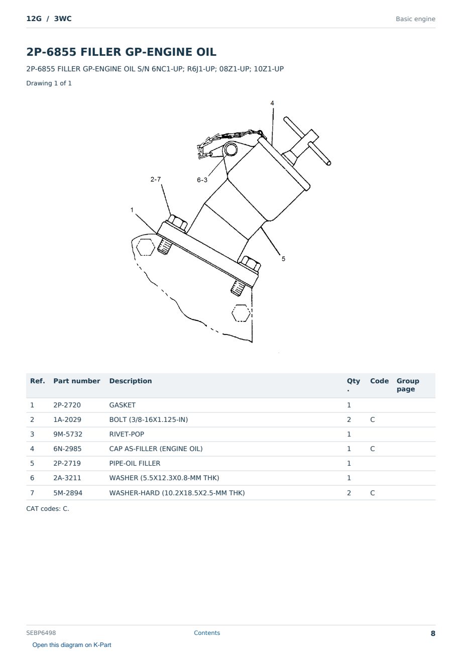 Caterpillar 12G S/N 3WC Partsbook SEBP6498 (English) - sample page 8 of 10 Caterpillar 12G S/N 3WC Partsbook SEBP6498 (English) - sample page 8 of 10