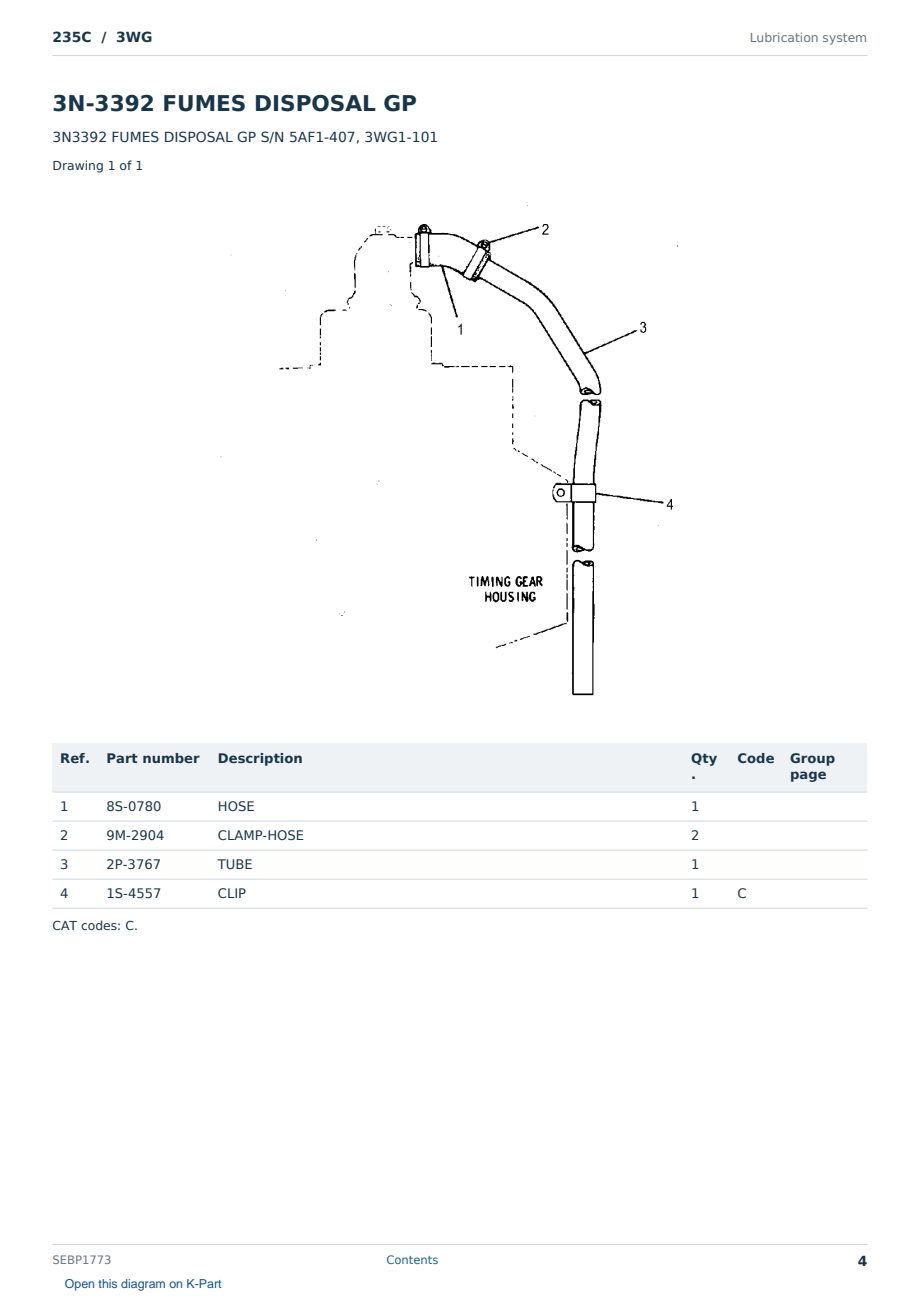 Caterpillar 235C S/N 3WG Partsbook SEBP1773 (English) - sample page 4 of 10 Caterpillar 235C S/N 3WG Partsbook SEBP1773 (English) - sample page 4 of 10