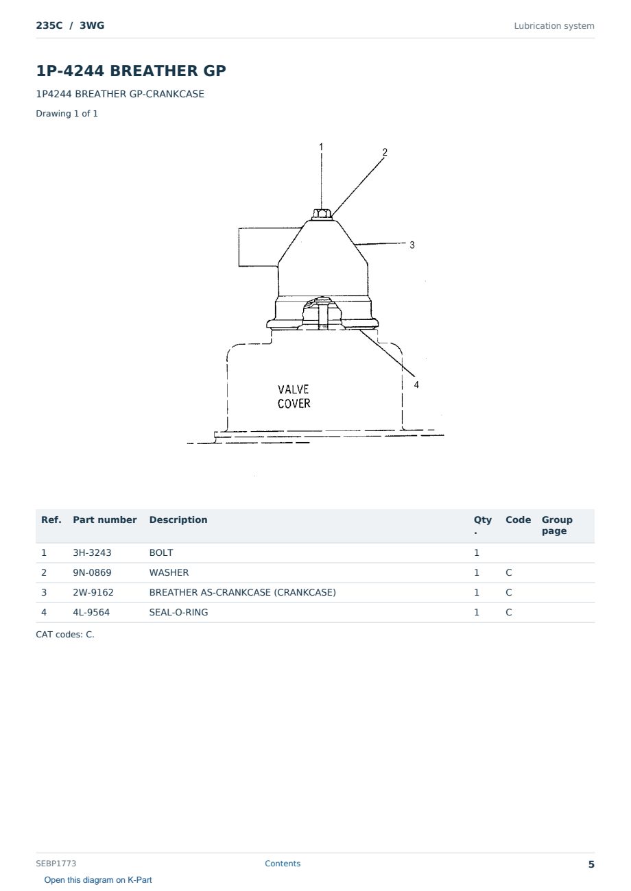 Caterpillar 235C S/N 3WG Partsbook SEBP1773 (English) - sample page 5 of 10 Caterpillar 235C S/N 3WG Partsbook SEBP1773 (English) - sample page 5 of 10