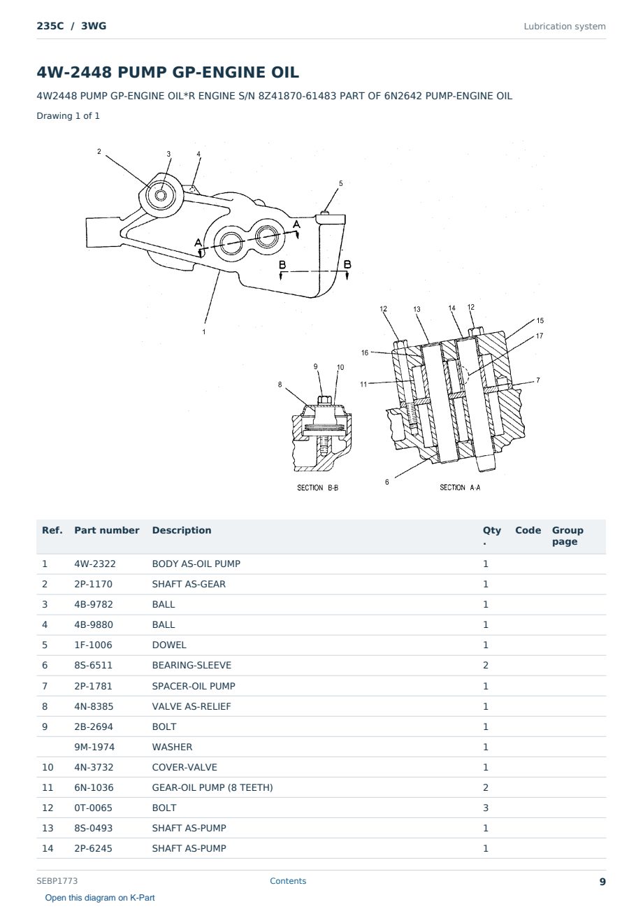 Caterpillar 235C S/N 3WG Partsbook SEBP1773 (English) - sample page 9 of 10 Caterpillar 235C S/N 3WG Partsbook SEBP1773 (English) - sample page 9 of 10