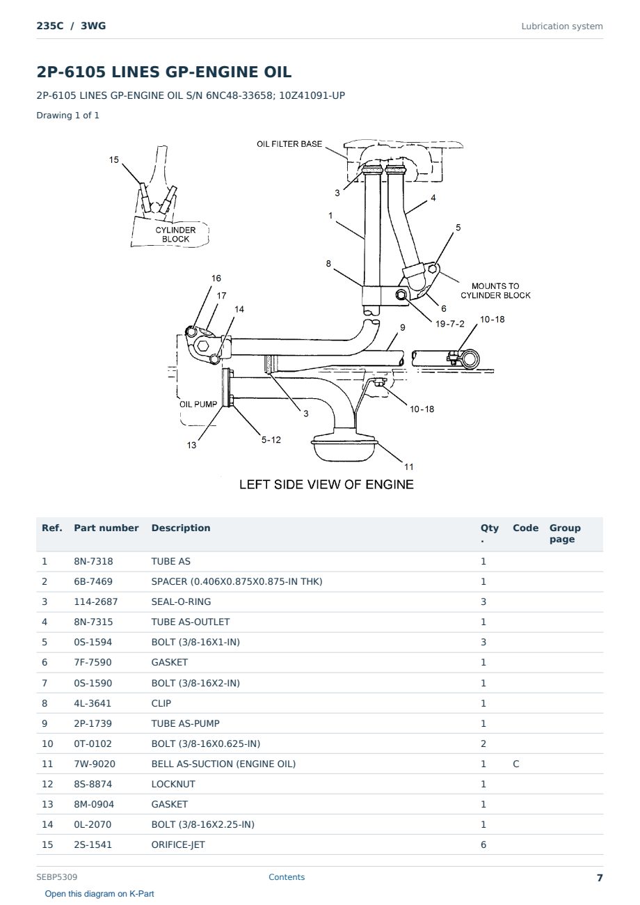 Caterpillar 235C S/N 3WG Partsbook SEBP5309 (English) - sample page 7 of 10 Caterpillar 235C S/N 3WG Partsbook SEBP5309 (English) - sample page 7 of 10