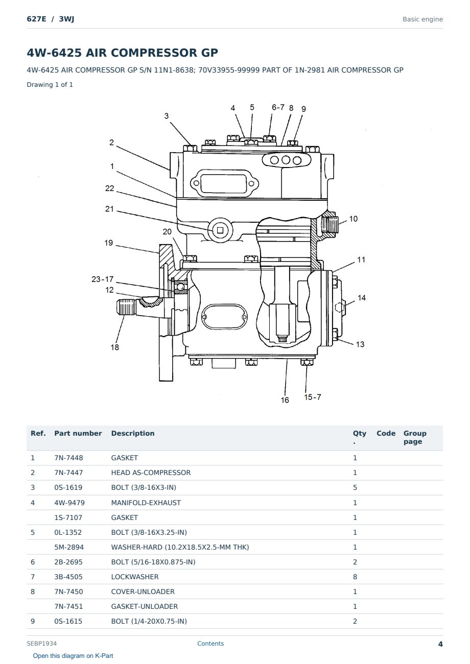 Caterpillar 627E S/N 3WJ Partsbook SEBP1934 (English) - sample page 4 of 10 Caterpillar 627E S/N 3WJ Partsbook SEBP1934 (English) - sample page 4 of 10