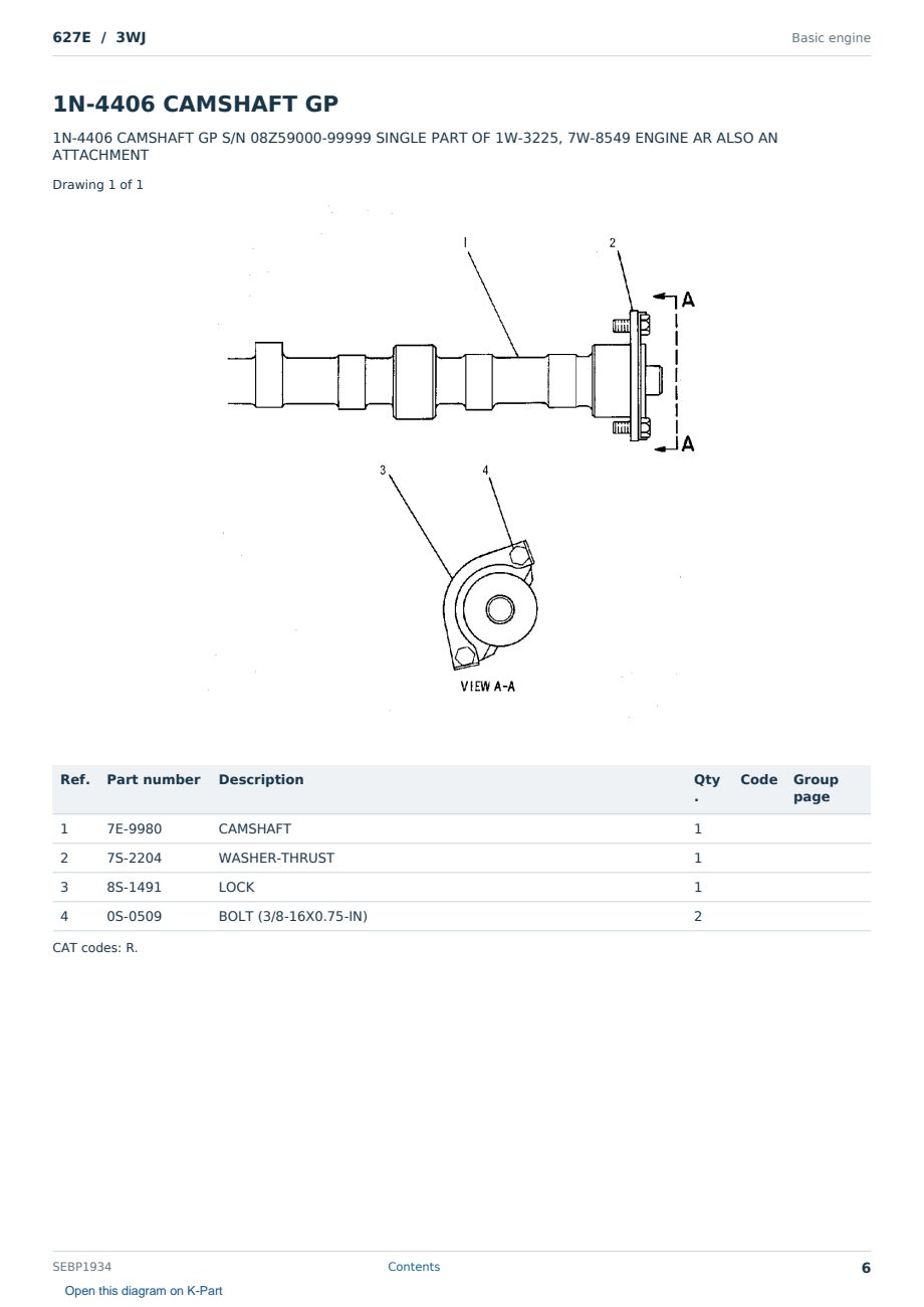 Caterpillar 627E S/N 3WJ Partsbook SEBP1934 (English) - sample page 6 of 10 Caterpillar 627E S/N 3WJ Partsbook SEBP1934 (English) - sample page 6 of 10