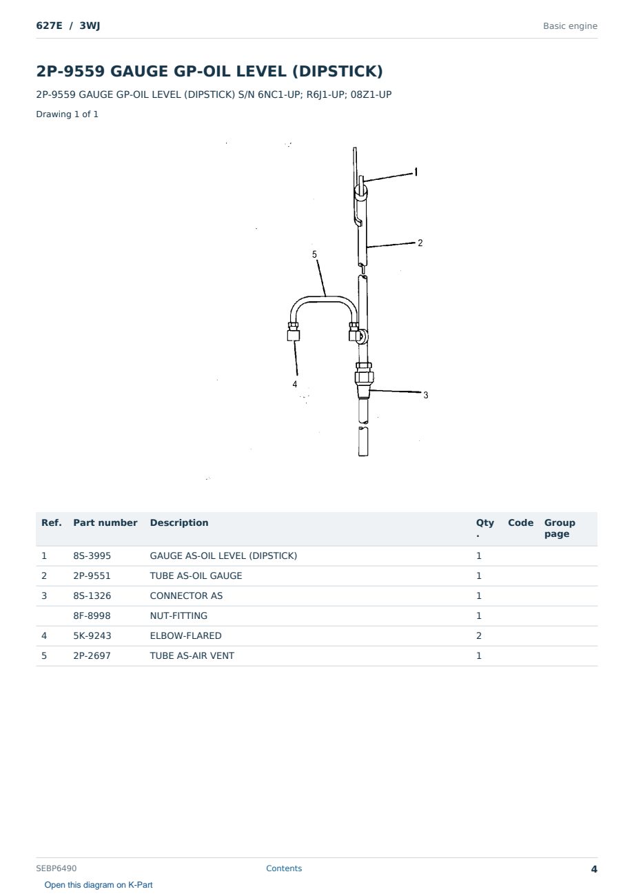 Caterpillar 627E S/N 3WJ Partsbook SEBP6490 (English) - sample page 4 of 10 Caterpillar 627E S/N 3WJ Partsbook SEBP6490 (English) - sample page 4 of 10