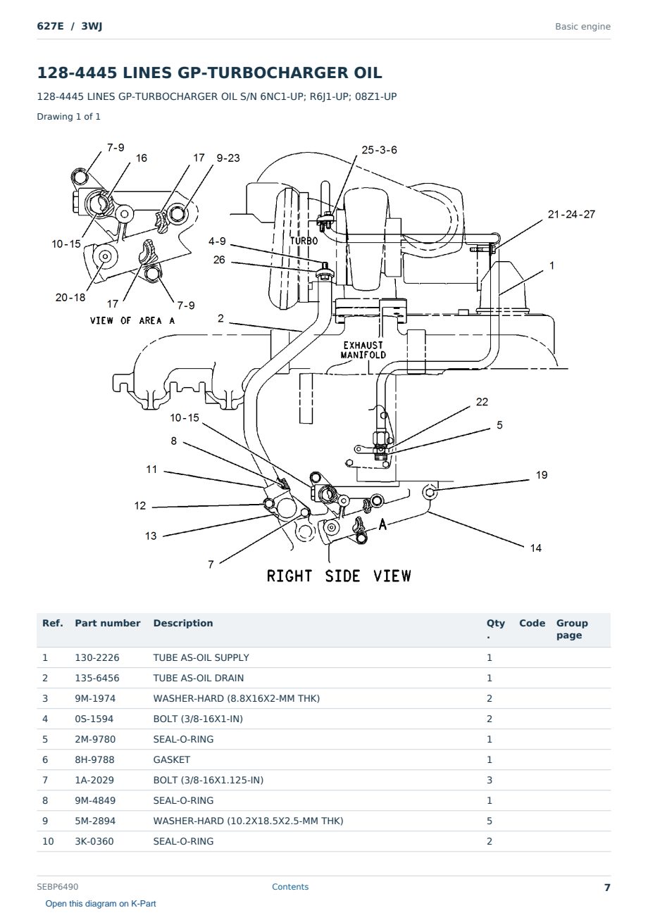 Caterpillar 627E S/N 3WJ Partsbook SEBP6490 (English) - sample page 7 of 10 Caterpillar 627E S/N 3WJ Partsbook SEBP6490 (English) - sample page 7 of 10