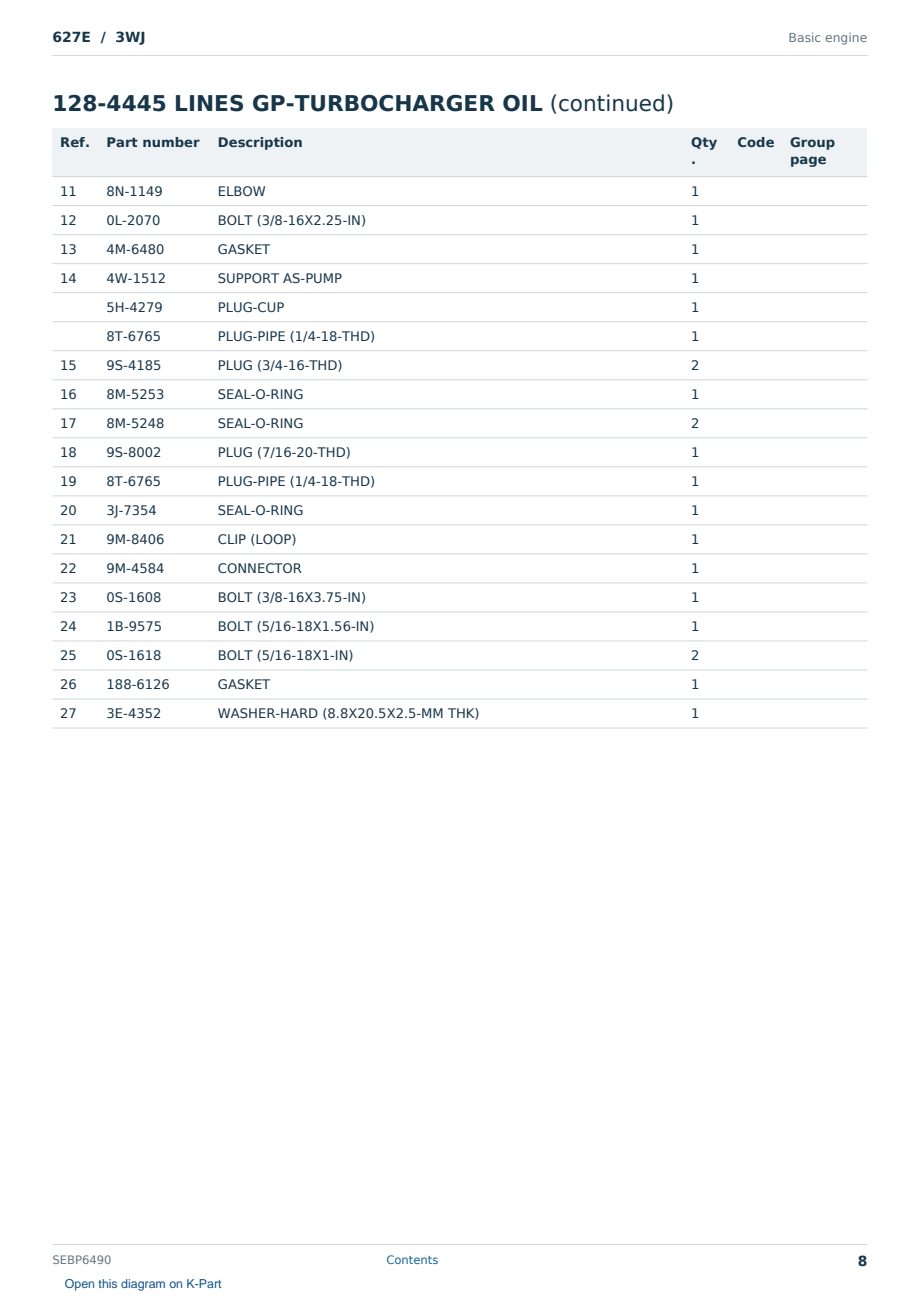 Caterpillar 627E S/N 3WJ Partsbook SEBP6490 (English) - sample page 8 of 10 Caterpillar 627E S/N 3WJ Partsbook SEBP6490 (English) - sample page 8 of 10