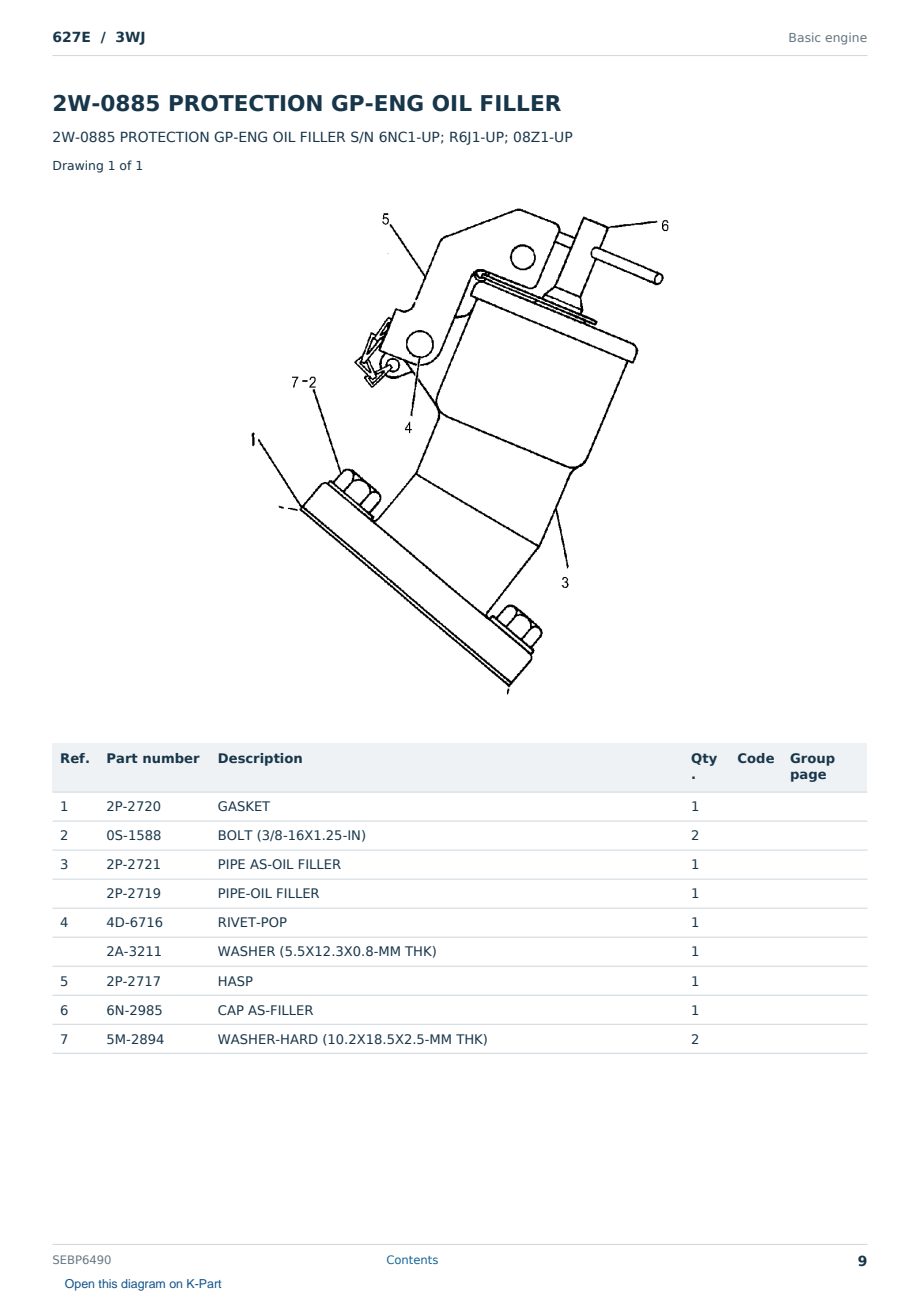 Caterpillar 627E S/N 3WJ Partsbook SEBP6490 (English) - sample page 9 of 10 Caterpillar 627E S/N 3WJ Partsbook SEBP6490 (English) - sample page 9 of 10