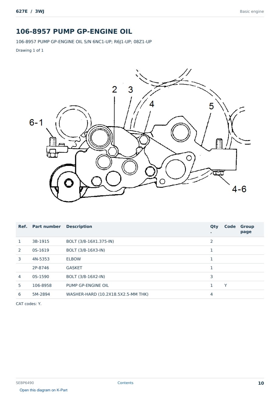 Caterpillar 627E S/N 3WJ Partsbook SEBP6490 (English) - sample page 10 of 10 Caterpillar 627E S/N 3WJ Partsbook SEBP6490 (English) - sample page 10 of 10